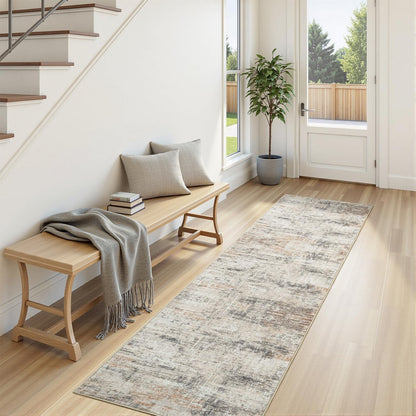 8x10 Area Rug for Living Room, Abstract Washable Non-Slip Large Rugs, Gold