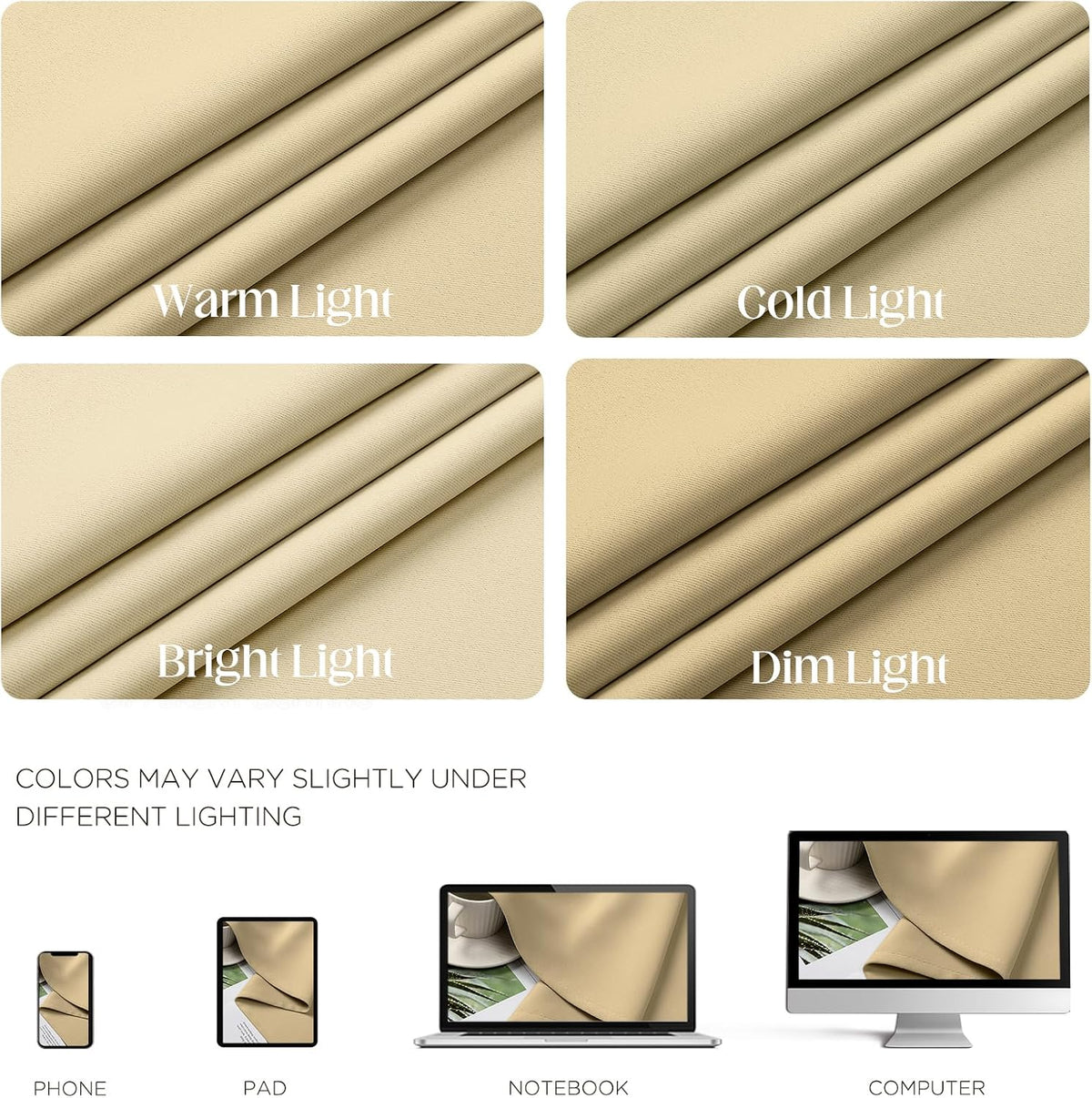 CUCRAF Beige Blackout Curtains 84 inch Length 2 Panels Set, Room Darkening Drapes for Living Room Bedroom, Thermal Insulated Light Blocking Grommet Window Curtain (W52 x L84 Inch)