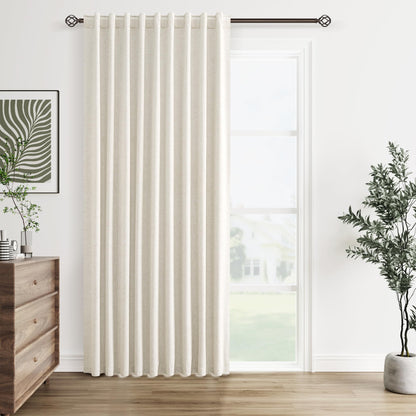 Guken Cream Linen Blackout Curtains 84 Inch Length 2 Panels Set for Living Room Bedroom Back Tab Thermal Insulated 100% Black Out Drapes Room Darkening Window Curtain Ivory Natural Beige