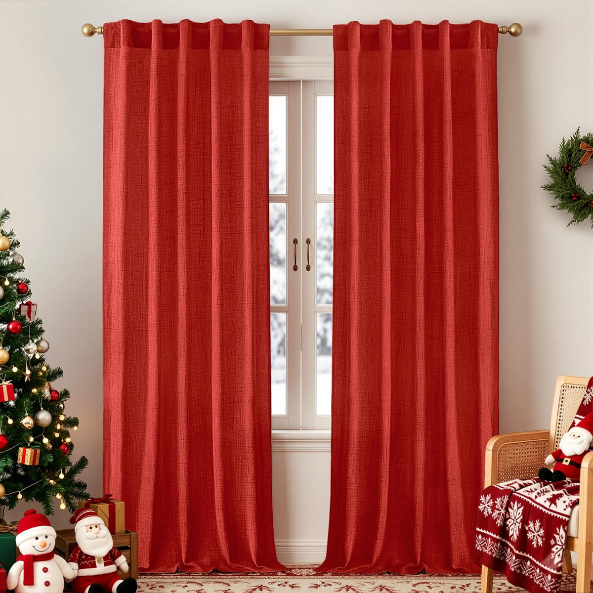 MIULEE Faux Linen Curtains 84 Inch Length 2 Panels Natural Semi Sheer Curtain with Back Tab Rod Pocket, Light Filtering Window Privacy Burlap Drapes for Living Room Bedroom 42W x 84L Linen