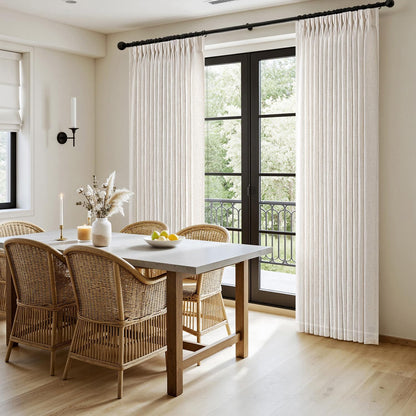 MIULEE Pinch Pleated Linen Curtains 90 Inches Long 2 Panels Natural