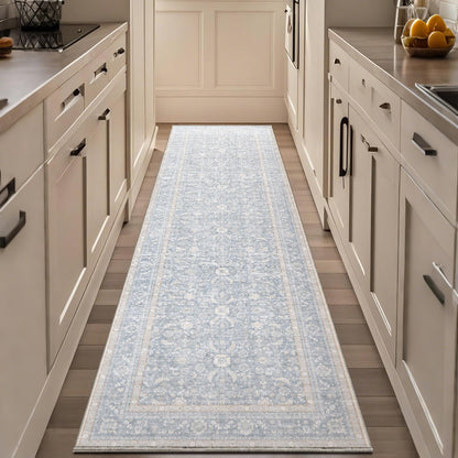 OPPODREAM Vintage Blue Area Rugs 5x7, Washable Rug for Living Room