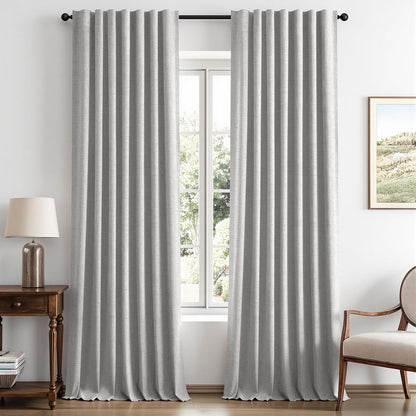 MIULEE 100% Blackout Linen Curtains for Bedroom 42 x 84 Inch Ivory 2 Panels