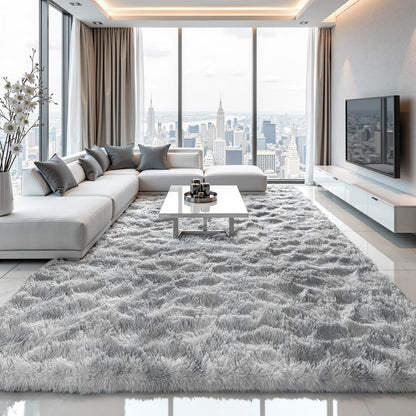 Zentavio 5x8 Area Rugs for Bedroom Fluffy Rugs for Living Room Carpet Large Fuzzy Soft Shag Aesthetic Plush High Pile Gray Throw Rug for Nursery Kids Room Dorm Waved Grey