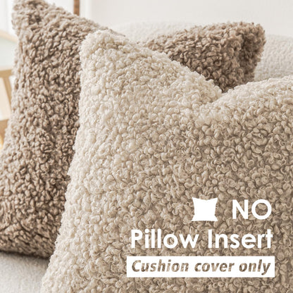 Foindtower Decorative Fuzzy Faux Fur Throw Pillow Covers 24x24 Inch Oatmeal