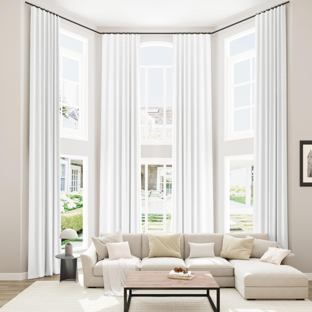 Guken Cream Linen Blackout Curtains 84 Inch Length 2 Panels Set for Living Room Bedroom Back Tab Thermal Insulated 100% Black Out Drapes Room Darkening Window Curtain Ivory Natural Beige