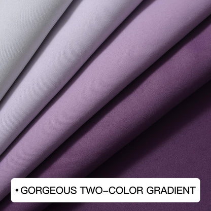 COSVIYA Grommet Room Darkening Ombre Purple Curtains W52xL63 inch