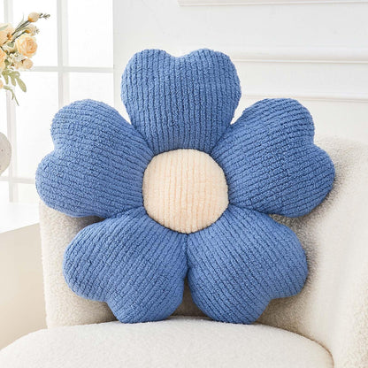 Kcvvcr Flower Throw Pillow, Cute Flower Shaped Pillow Decorative Throw Pillow for Bed Couch, Soft Daisy Pillows Floor Seating Cushion Cushions (14.9 Inch White+Green)