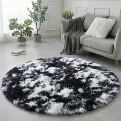 Amdrebio Pink Circle Round Fluffy Area Rug 4Ft for Girls Bedroom Kids Room
