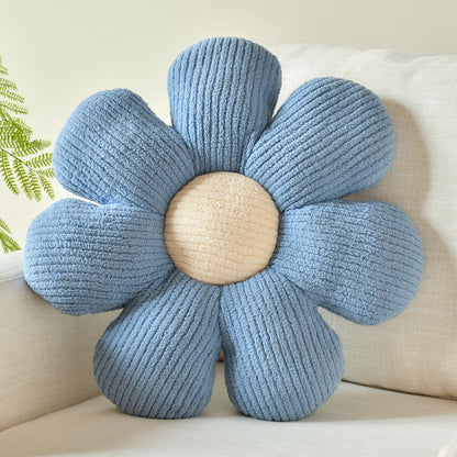 Flower Shaped Pillow, Daisy Decorative Throw Seat Cushion, 14.9" Ivory