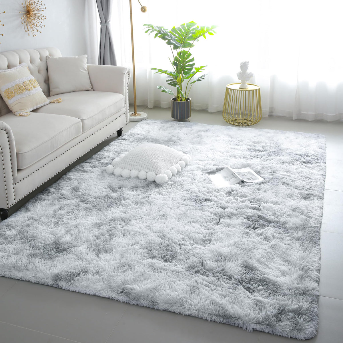 Pink Fluffy 4x6 Area Rugs for Bedroom Girls, Plush Washable Carpet