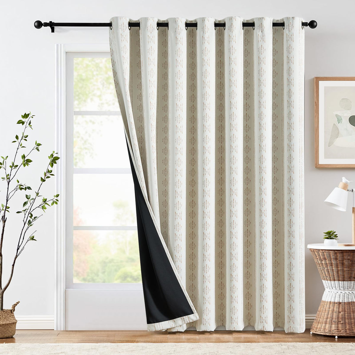 jinchan Boho Blackout Curtains 63 Inch Length Moon Phase Printed Drapes