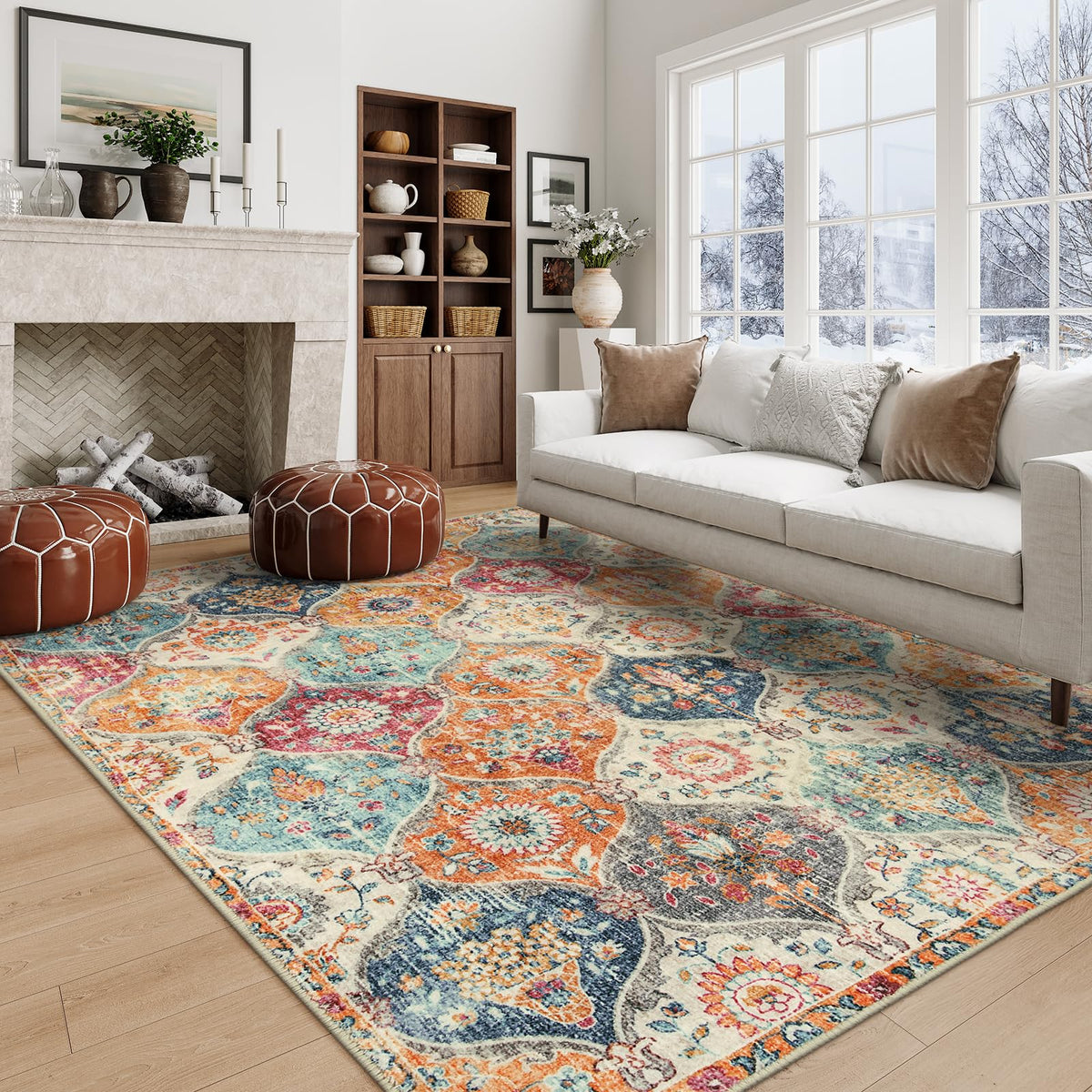 Lahome Moroccan Kitchen Rugs Non Slip Washable, 2x4 Rugs for Entryway