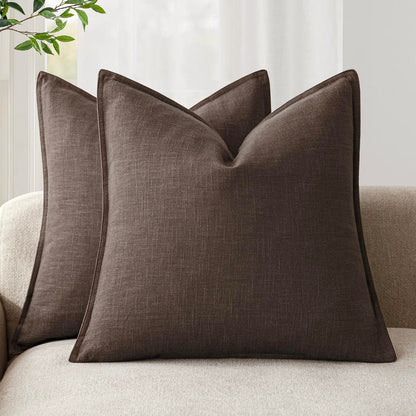 Foindtower Linen Solid Decorative Throw Pillow Covers 20x20 Natural Beige
