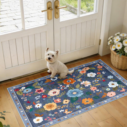 RELEANY Floral Washable 5x7 Area Rugs Pink