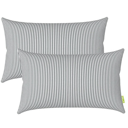 LVTXIII Set of 2 Patio Lumbar Pillows, 12" x 20" Fade Resistant Outdoor Lumbar Pillow with Inners, Fluffy Decorative Garden Lumbar Cushions for Home Patio Coach Sofa Use, Jacobean Black