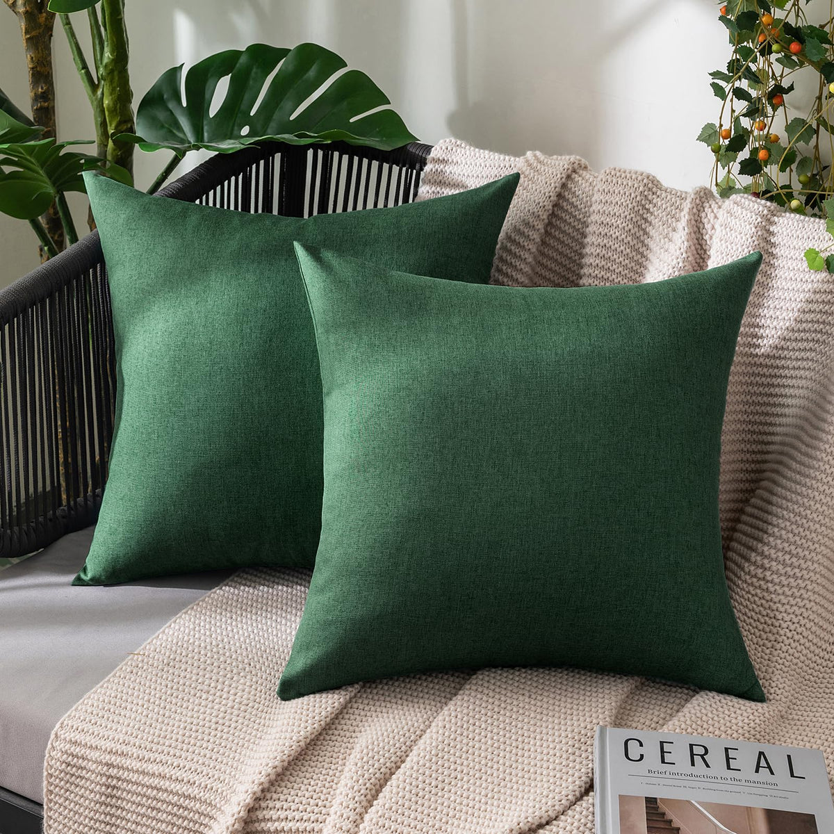 MIULEE Decorative Outdoor Pillow Covers Euro Waterproof 24x24 Beige