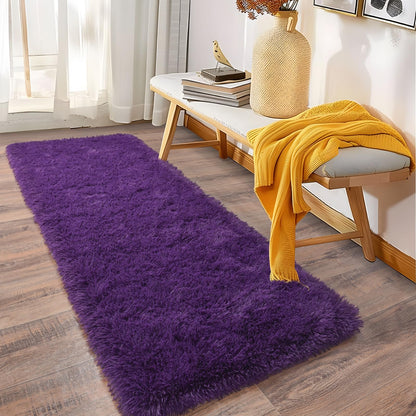 Ultra Soft Runner Rugs for Bedroom Hallways with Upgraded Non-Slip Rubber Backing & Thick Memory Sponge, 2x6 Feet Fluffy Shag Throw Area Rug for Bedside Dorm Dark Grey