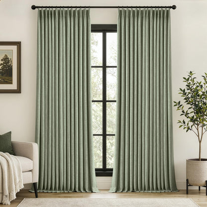 MIULEE Natural Pinch Pleated 100% Blackout Linen Curtains 40x84 Inches