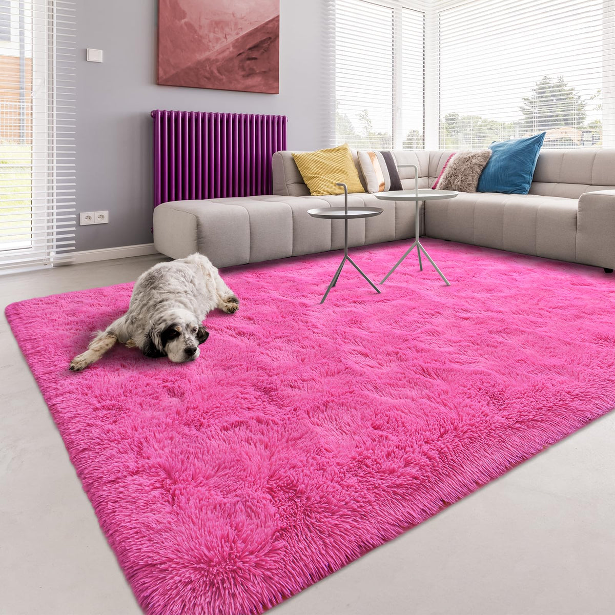 Softlife Rugs for Bedroom 4x5.3 Feet Purple Area Rug for Living Room Super Soft Shaggy Rugs for Dorm Fluffy Fuzzy Carpets Long Plush Bedside Rug Nursery Girls Boys Kids Room Home Christmas Decoration