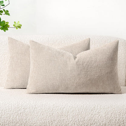 MIULEE Soft Chenille Throw Pillow Covers Sage Green 18x18 Inch Pack of 2