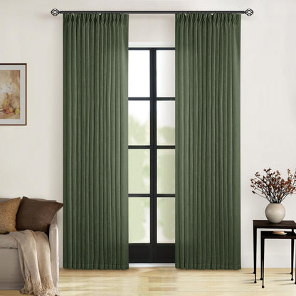 TWODRAPES Natural Pinch Pleated Linen Semi Sheer 84 Inch Curtains 2 Panels
