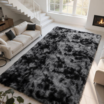 Zentavio 5x8 Area Rugs for Bedroom Fluffy Rugs for Living Room Carpet Large Fuzzy Soft Shag Aesthetic Plush High Pile Gray Throw Rug for Nursery Kids Room Dorm Waved Grey