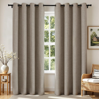 Joydeco Blackout Curtains 84 Inch Long, Linen Black Out Curtains for Bedroom 2 Panels with Grommet, Thermal Insulated, Noise Reducing Room Darkening Drapes Privacy Protection for Living Room Window