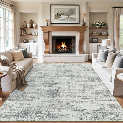PLHXFR 8x10 Area Rug Living Room: Modern Abstract Washable Carpet Grey