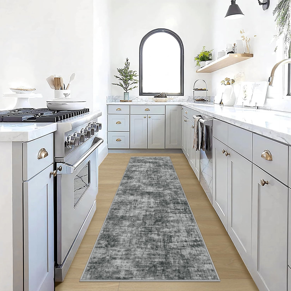 8x10 Area Rugs for Living Room: Washable Abstract Black Grey Gold Carpet