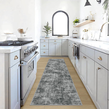 8x10 Area Rugs for Living Room: Washable Abstract Black Grey Gold Carpet