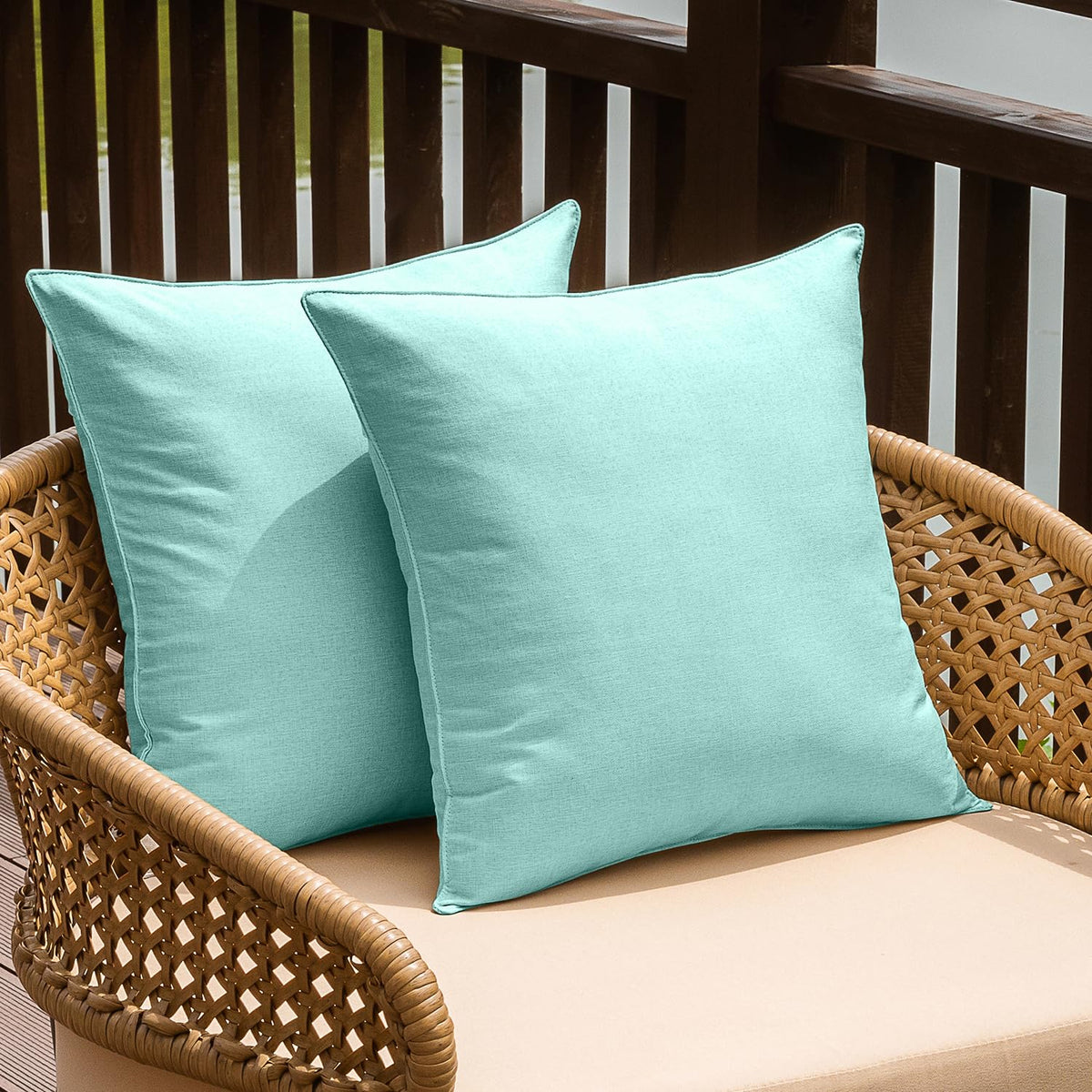 NiNi ALL Waterproof Outdoor Pillow Covers 18x18 Set of 2 Patio Black