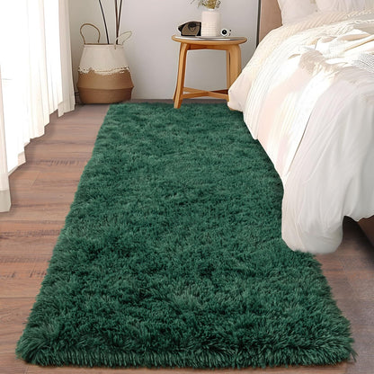Ultra Soft Runner Rugs for Bedroom Hallways with Upgraded Non-Slip Rubber Backing & Thick Memory Sponge, 2x6 Feet Fluffy Shag Throw Area Rug for Bedside Dorm Dark Grey