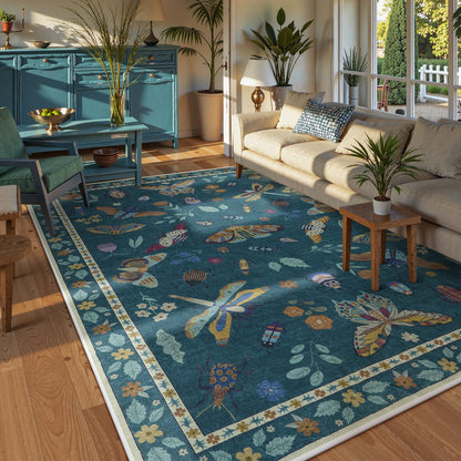 Lahome Bug Washable Area Rugs 5x7, Soft Green Rug for Living Room Bedroom