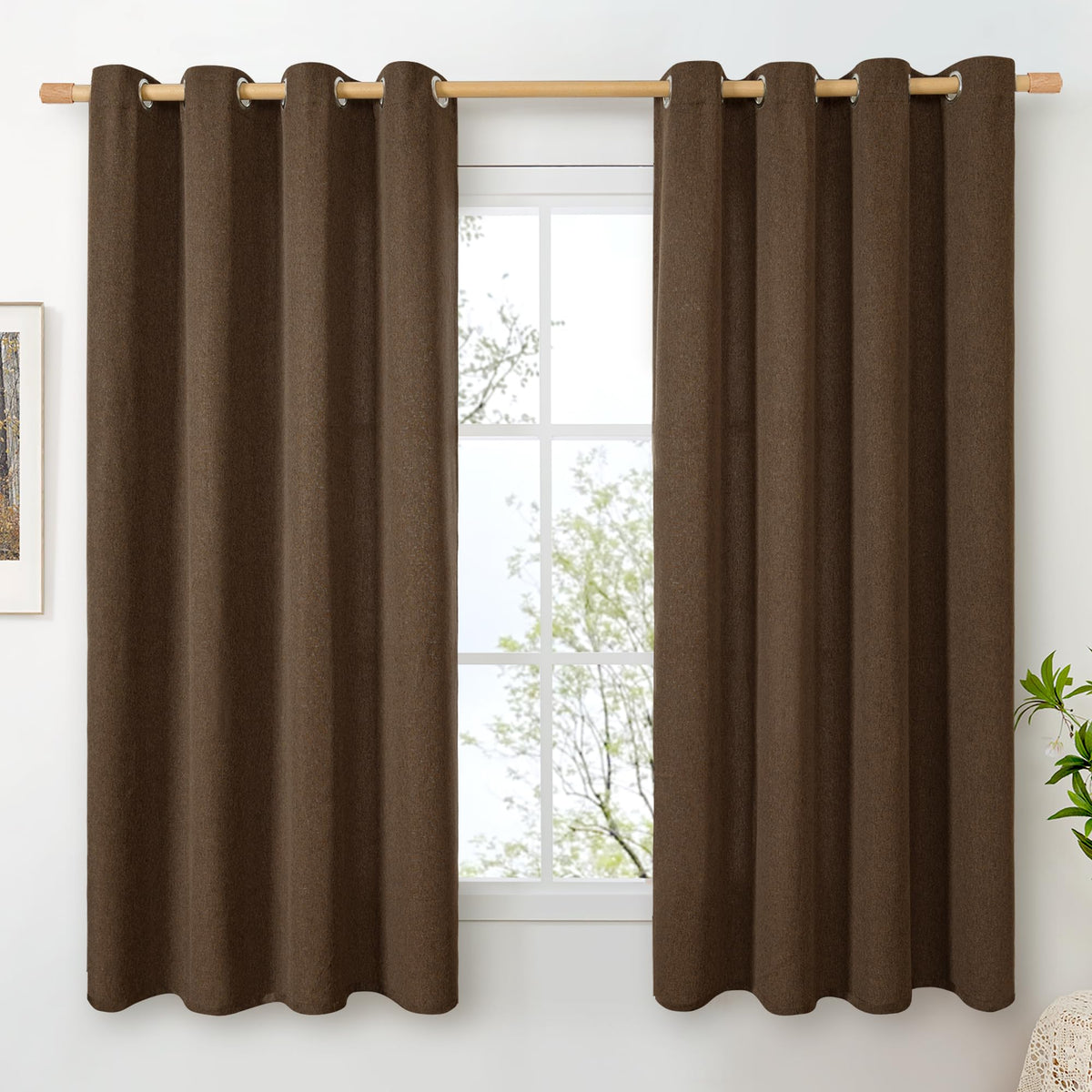 BGment Oatmeal Linen Curtains 84 Inch Length 2 Panels Set for Living Room