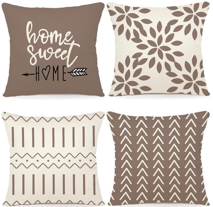 YCOLL Pillow Covers 18x18 Set of 4, Modern Sofa Throw Pillow Cover, Decorative Home Outdoor Linen Fabric Geometric Pillow Case for Couch Bed Car, Yellow