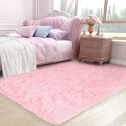 Ophanie Area Rugs for Living Room Bedroom, Washable Non-Slip Fluffy Soft Grey Shag Carpet, Indoor Floor Gray 4x6 Fuzzy Shaggy Living Room Plush Rug for Kids Home Dorm Decor Aesthetic