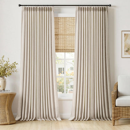MIULEE Pinch Pleated Linen Curtains 90 Inches Long 2 Panels Natural