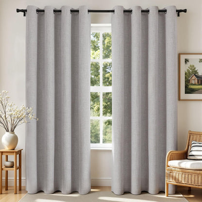 Joydeco Blackout Curtains 84 Inch Long, Linen Black Out Curtains for Bedroom 2 Panels with Grommet, Thermal Insulated, Noise Reducing Room Darkening Drapes Privacy Protection for Living Room Window