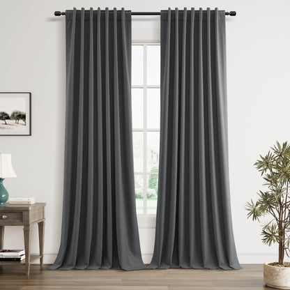 Guken Cream Linen Blackout Curtains 84 Inch Length 2 Panels Set for Living Room Bedroom Back Tab Thermal Insulated 100% Black Out Drapes Room Darkening Window Curtain Ivory Natural Beige