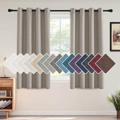 H.VERSAILTEX Linen Blackout Curtain 84 Inches Long for Bedroom/Living Room Thermal Insulated Grommet Linen Look Curtain Drapes Primitive Textured Burlap Effect Window Drapes 1 Panel - Heather Ivory
