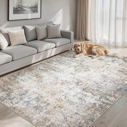 PLHXFR 8x10 Area Rug Living Room: Modern Abstract Washable Carpet Grey