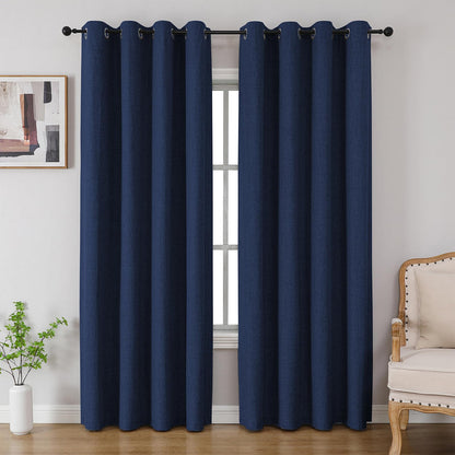CUCRAF 100% Blackout Window Curtains 84 inches Long 2 Panels Set, Faux Linen Look Thermal Insulated Grommet Drapes, Room Darkening Curtain for Bedroom Living Room(W52 x L84 Inch, Light Khaki)