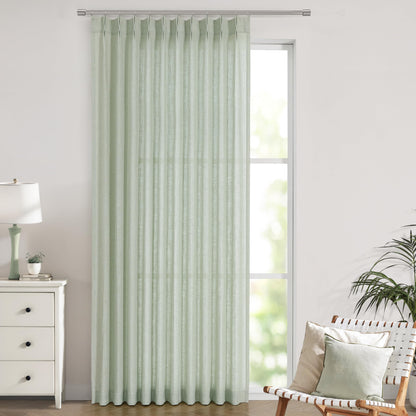Vision Home Natural Linen Pinch Pleated Semi Sheer Curtains 42Wx90Lx2