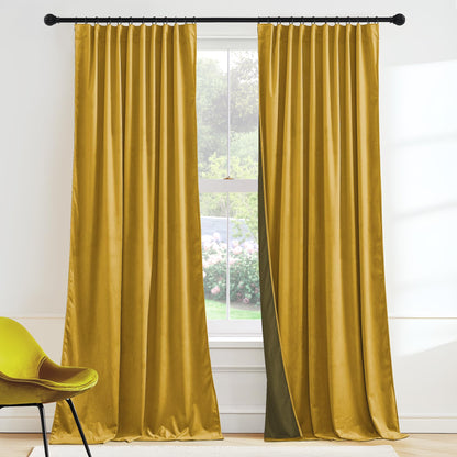 RYB HOME Sage Green Velvet Curtains 84 inches for Bedroom Living Room