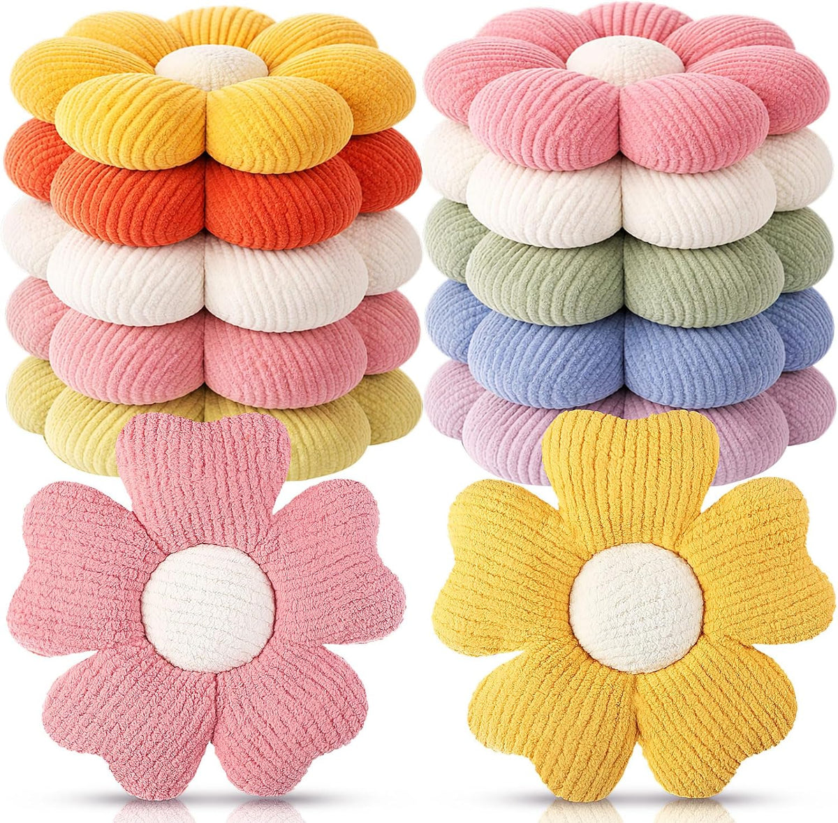 Beeveer 10 Pcs 15.75" Flower Plush Pillow for Sofa,Multicolor,Multicolor