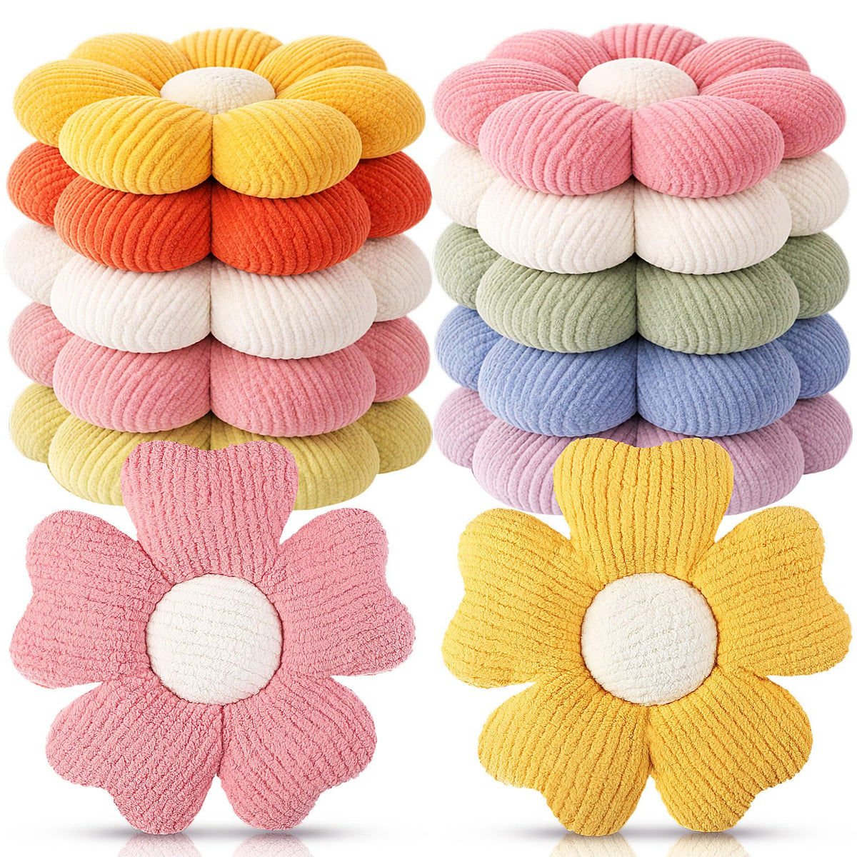 Beeveer 10 Pcs 15.75" Flower Plush Pillow for Sofa,Multicolor,Multicolor