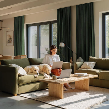 NICETOWN Olive Green Velvet Blackout Curtains 84" Long, 52" Wide, 2 Panels
