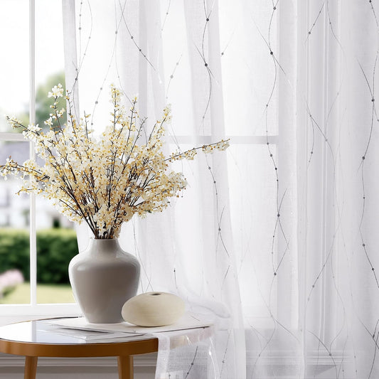 Deconovo Light Filtering Sheer Curtains 72 Inches Long for Living Room