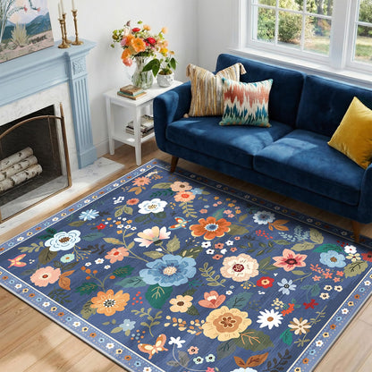 RELEANY Floral Washable 5x7 Area Rugs Pink